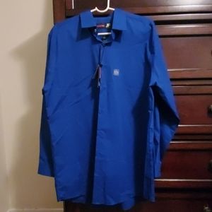 Blue button up long sleeve dress shirt